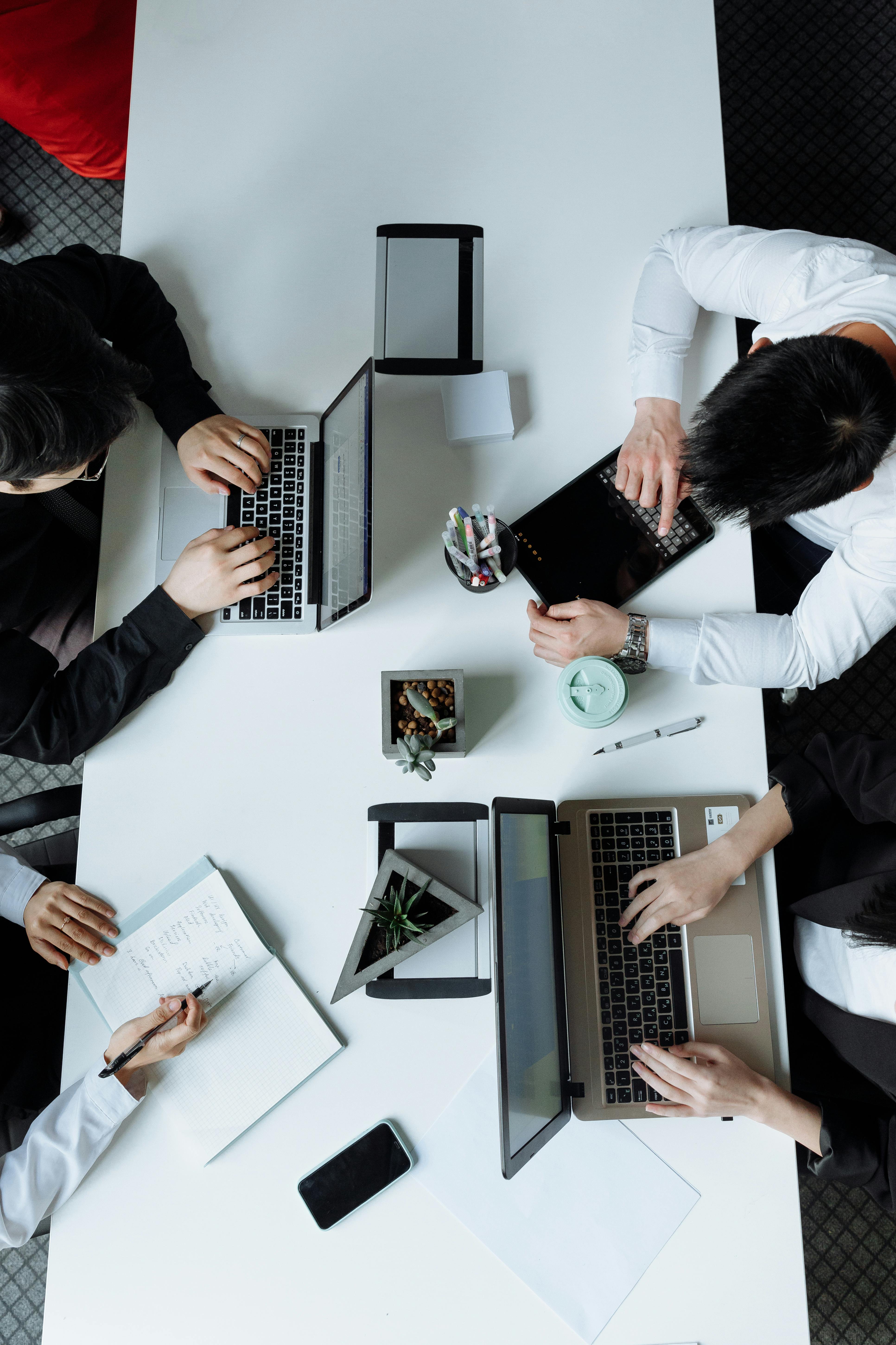Team collaborating in a modern office
